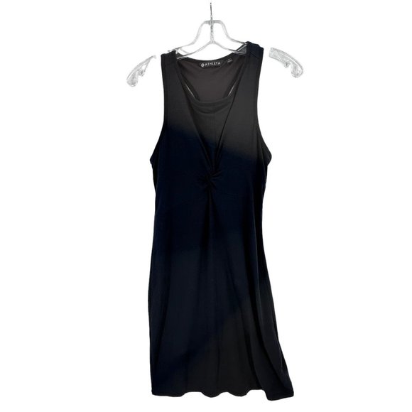 Athleta Barre Bralette Dress Black Knotted Front Mini Racerback‎ Size Small - Picture 1 of 8